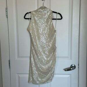 NWT but missing clasps Amanda Prichard white sequin backless dress size medium